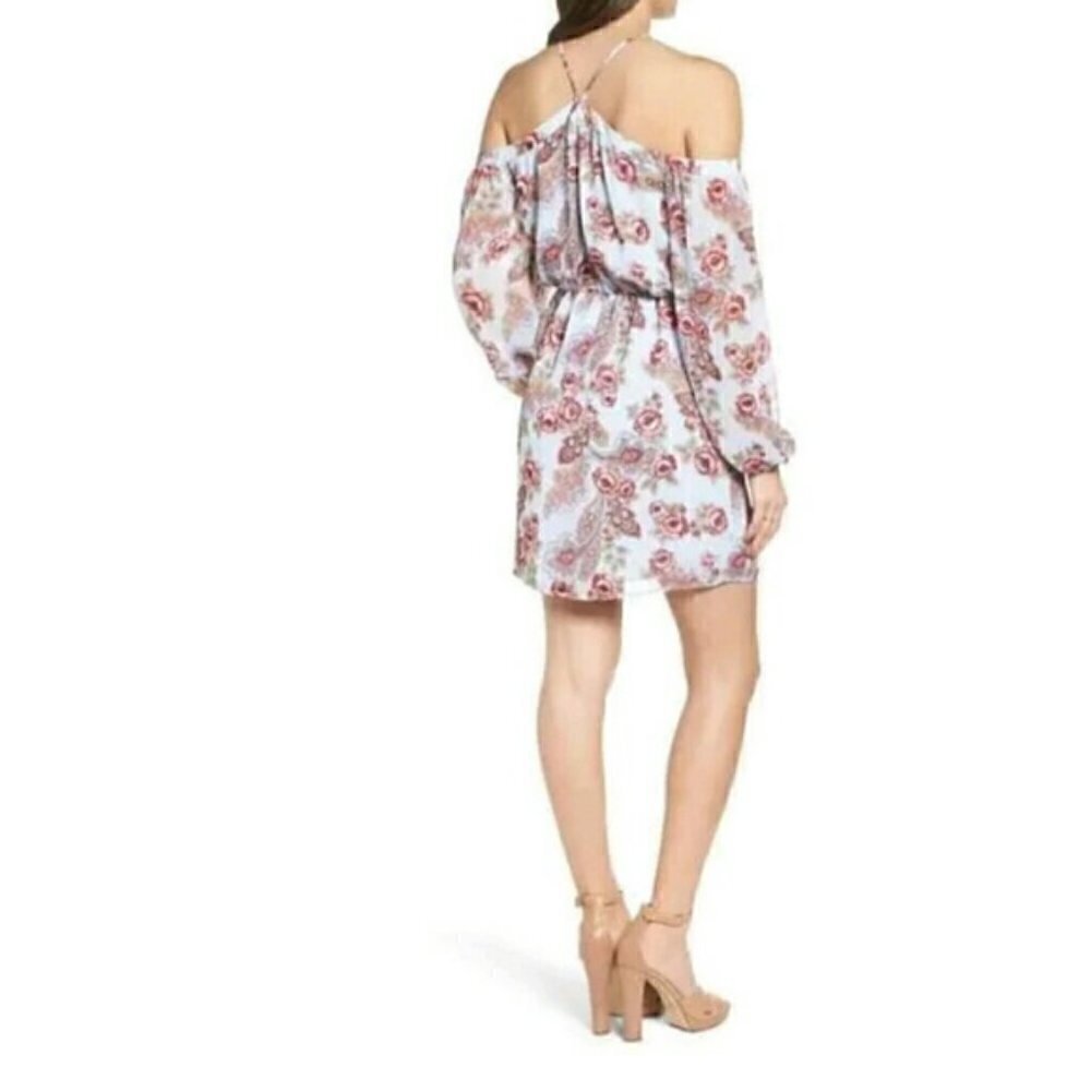 Anthropologie WAYF  halter cold shoulder mini floral dress - Picture 2 of 8